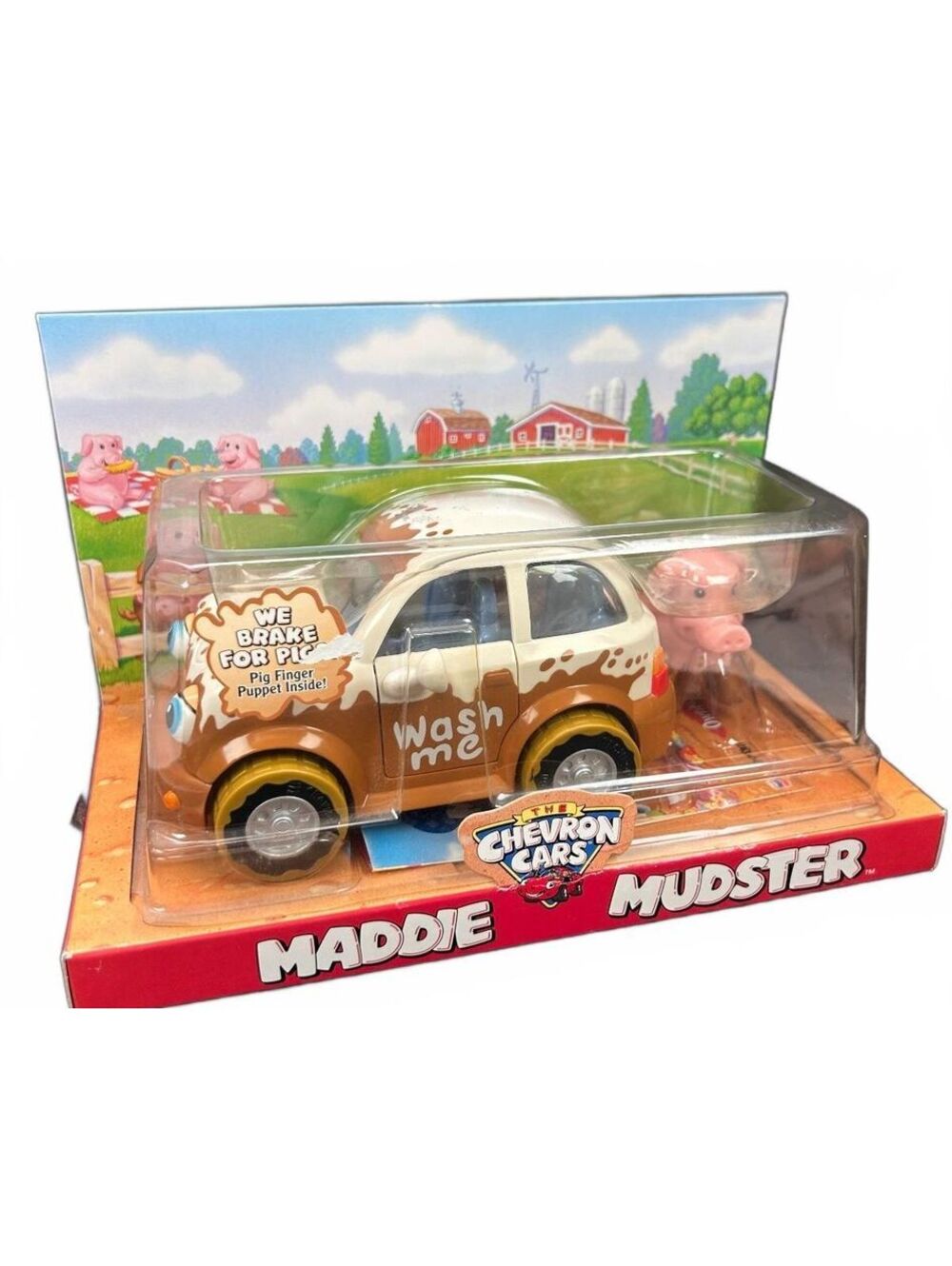 Chevron Cars Maddie Mudster Toy Car with Pig Finger Puppet